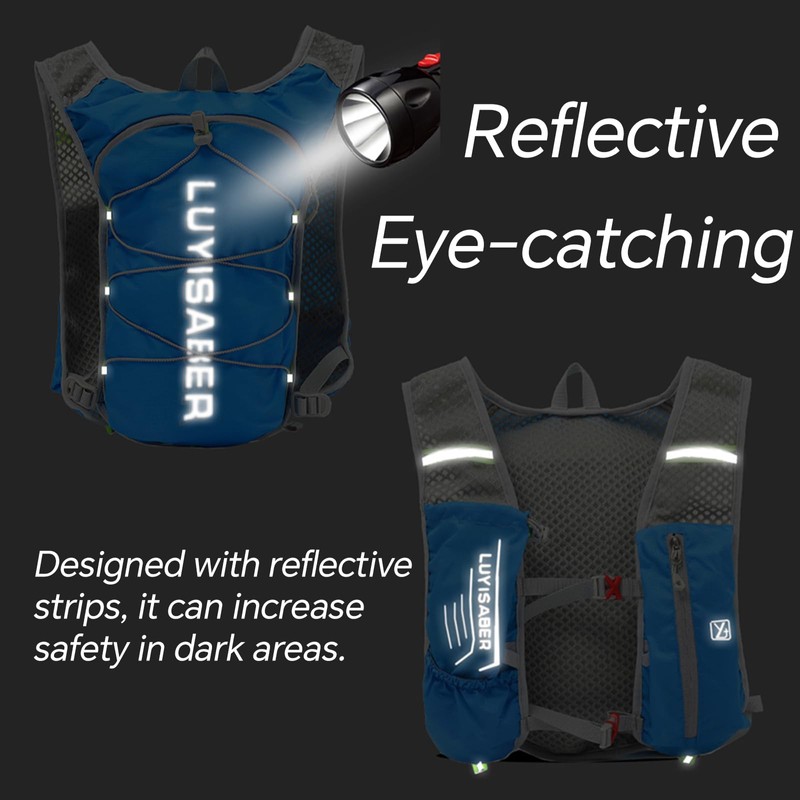 Running Hydration Vest, Adjustable Unisex Reflective Vest, Lightweight and Breathable
