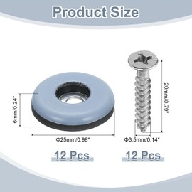 sourcing map 12Pcs Screw on Furniture Sliders, 0.98"(25mm) Round Furniture Glides Sliders, Chair Leg Sliders Floor Protectors Pads, Furniture Pads with Screws for Chairs, Cabinets, Light Blue