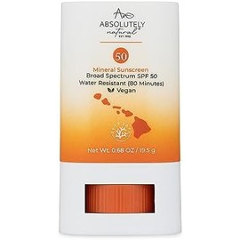 Absolutely Natural Protector Solar Mineral En Barra Fps 50 Con Aceite De Rosa Mosqueta, Libre De Crueldad Animal Y Seguro Para Arrecifes, Mezcla