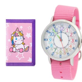 Bigbangbang Kids Analog Watch， Learning Time Watch, First Watch Soft Cloth Strap,Read time Study Time Todder Watch,Kindergarten Learn Time Watches,Pink Girl Watch， Girls Ages 7-10 (Navy Blue)