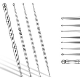 4 Pieces Facial Reflexology Massage Tool Stainless Steel Manual Pen Dual Head Facial Reflexology Tools Portable Massage Tool for Deep Tissue Face Body Muscle Relax
