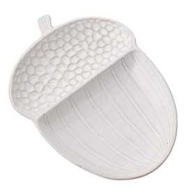 Widdop and Co. - Country Living - White Glazed Ceramic Acorn Serving Platter Plate Dish. Home Decor Gifting for Hosting, Dinner & Parties for Animal & Nature Lovers - 15.5cm x 21cm.