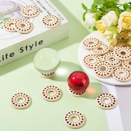 UNICRAFTALE 24pcs Wooden Crystal Ball Stand Navajo White Sphere Flower Stone Rock Display Holder Egg Rocks Stand for Gemstone Nature Stone Home Decor Ineer Diameter 12mm