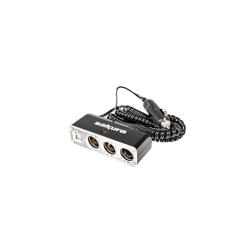 Sakura 12V 3-Socket 2 USB Socket Extension