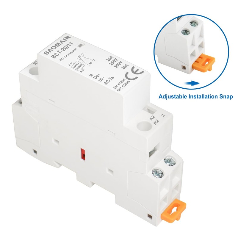 Baomain 110V AC 2-Pole Modular Contactor, 20A 1NO1NC Normally Open