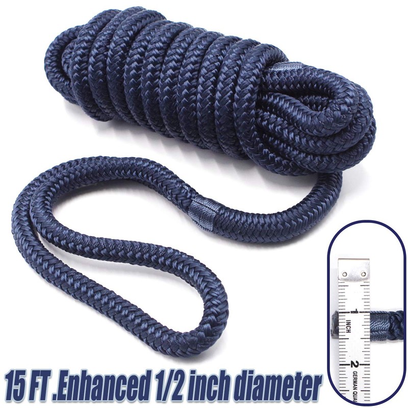 INNOCEDEAR 4 Pack 1/2” X 15’ Dock Lines|Marine-Grade Double-Braided Nylon