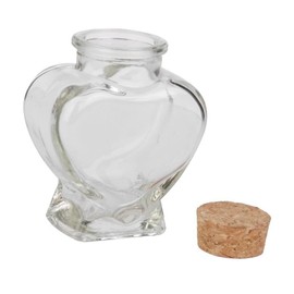 75ml/2.5oz Transparent Heart-Shaped Glass Jar with Cork Lids Decorative Message Wish Bottle Party Supplies for DIY Art Crafts Wedding Favor
