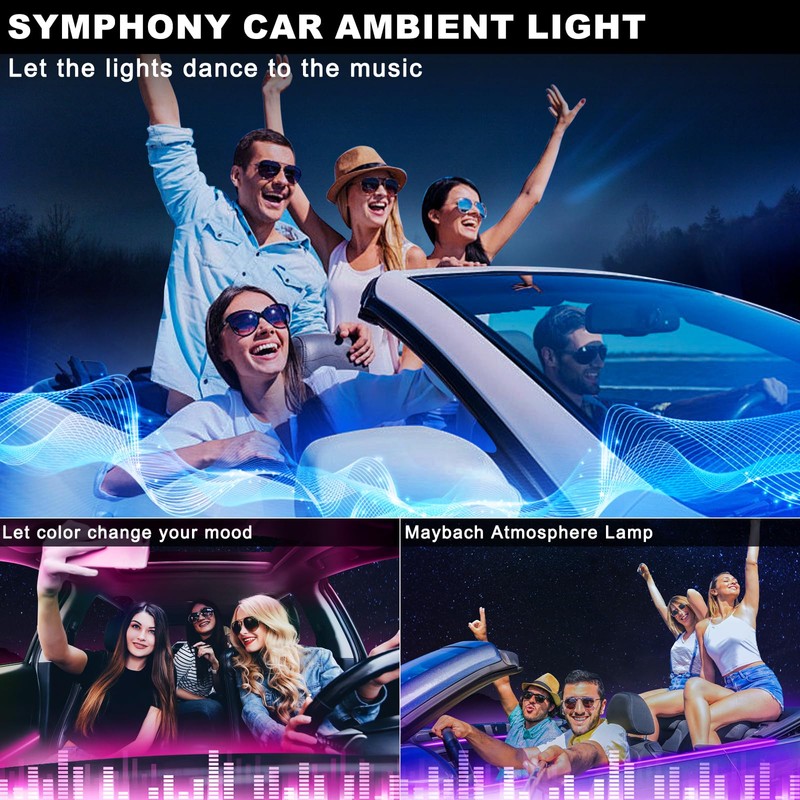 Acrylic Interior Car LED Strip Light with Wireless APP, Car