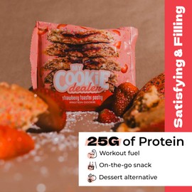 My Cookie Dealer Protein Cookies, Strawberry Toaster (12-Pack, 3.8oz Each) - 25g of Protein per Cookie - Individually Wrapped Workout Snacks for On-The-Go Travel