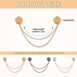 6pcs Magnet Clothing Pins, Metal Magnetic Clothing Clips with Chain Multi-Use Strong Magnet Pin Magnetic Button Clips for Fixing Hem of Clothes Long Pants Legs Sleeves of Shirts(Flower Style)