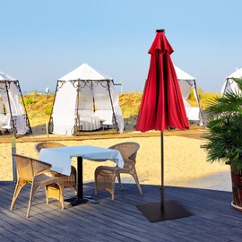 Giantex Square Umbrella Base, 40 LBS Steel Heavy Duty Patio Market Umbrella Stand with 3 Adapters, 25 Inch Outdoor Plate Stand with Adjustable Foot, Suitable for Backyard, Deck, Poolside, Patio