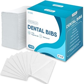 JJ CARE [Upgraded] White Dental Bibs, 3 Ply Waterproof Bibs 13" x 18" (Pack of 250) Disposable Patient Bibs, Dentist Bibs, Waterproof Tattoo Bibs, Dental Patient Bibs, Dental Bib, Dental Napkins