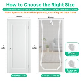 MYPIN Cat Screen Door, 40 x 84 cm Cat Net Proof Fly Screen Door with Zip on Both Sides, Prevents Dogs and Cats from Leaking Out of the House, Bedroom, Living Room, Kitchen