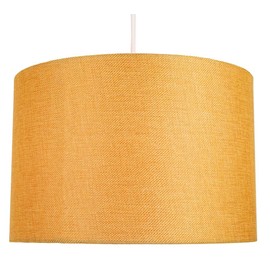 Contemporary and Sleek 12 Inch Ochre Linen Fabric Drum Lamp Shade 60w Maximum | 30cm Diameter | for Table Lamp or Pendant by Happy Homewares