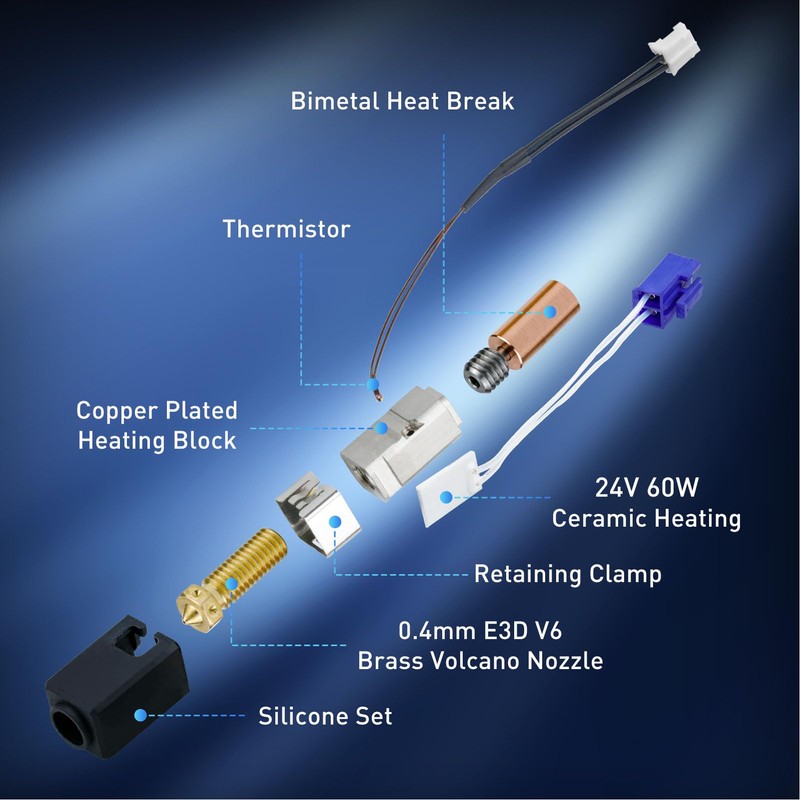 3D Printer Extruder Hotend Assembly Kit Hot End Assembled Extruder
