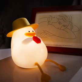 LVOERTUIG Cute Duck USB Rechargeable Night Light, Silicone Kids Lamp with 30 Minute Timer & Tap Control, for Nursery & Kids' Room Decor