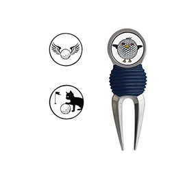 PINMEI Golf Divot Repair Tool with 3 Ball Markers Golf Pattern Zinc Alloy and Silicone Protection for Man Woman Golfer