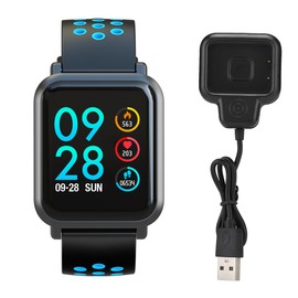 SN60 Plus 1.2inch Heart Rate Blood Pressure Monitor Smart Wristband Waterproof(Black Blue)