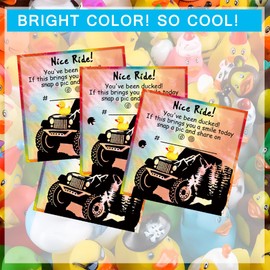 Duck Tags, You've Been Ducked - Duck Ducking Game Card, 50 Pack, 2 x 2 Inch, with Round Hole and Rubber Bands, Square Bright Colors Design
