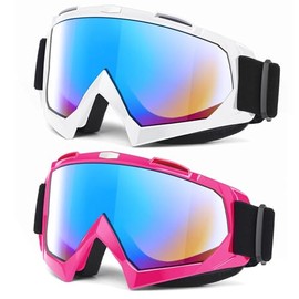 EasYoung Adult Ski Goggles, 2-Pack Snowboard Goggles for Youth, Teens, Men & Women, Wide View Snowmobile Goggles