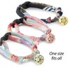 Necoichi Chirimen Cat Collar with Clover Bell (Navy)