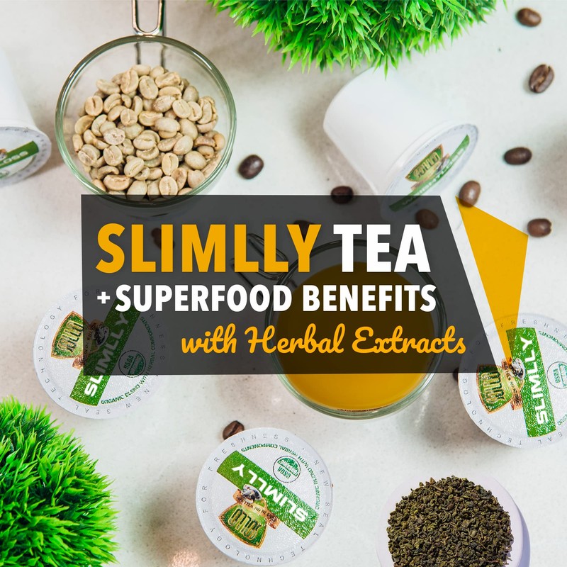 SOLLO Infused Organic Slimlly Green Tea, Single Serve Pods, Compatible