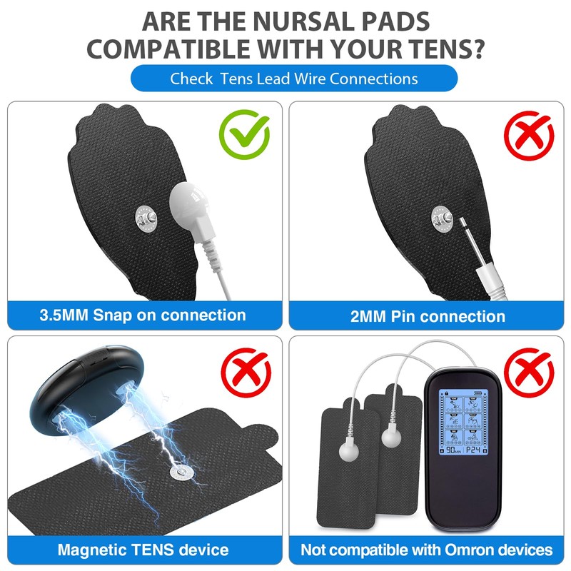 TENS Unit Electrode Pads NURSAL 20 Pack 3.5mm Snap EMS