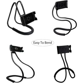 YOMYM Soporte para Teléfono Celular Colgante en el Cuello, Soporte para Teléfono Celular Perezoso, Soporte Flexible para Tablet, Soporte Giratorio 360, Negro
