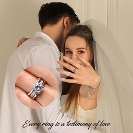 Jeulia 925 Sterling Silver Interchangeable Ring Sets Knot Round Cut Wedding Engagement Anniversary Promise Diamond Band for Bridal Women with Gift Box