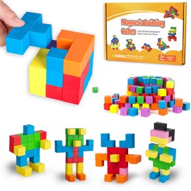 ROUSKY 48PCS Mathematical Teaching Aids - Hexahedral Magnetic Cubes, Magnetic Blocks, Spatial Thinking, Geometric Solid Models for Student，Magnetic Building Blocks for Kids