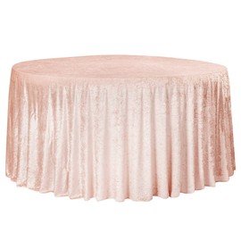 CVL 1 Pc, Velvet 132" Round Tablecloth - Blush/Rose Gold for Wedding, Winter Wonderland Theme, Holiday Celebration, Birthday Party