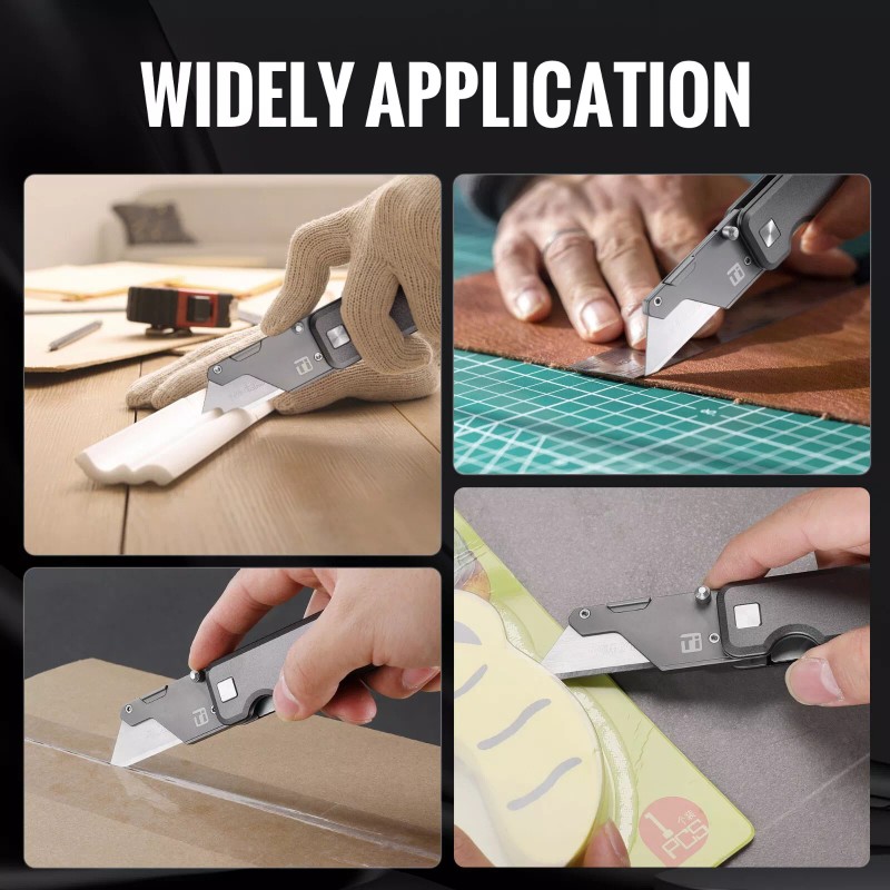 WORKPRO Premium Titanium Utility Knife CNC Unibody w/10 Extra Blades