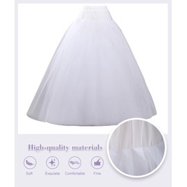 A-Line Hoopless Petticoat with 4 Layers of Floor-Length Tulle – Crinoline Underskirt Slips