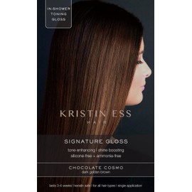 Kristin Ess Signature Hair Gloss - - Brightening and Toning Glaze for Unisex/Women's Hair in 1 Application -Chocolate Cosmo Dark Golden Brown - 2 Fl Oz