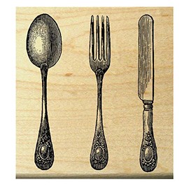 P21 Vintage Utensils - Spoon - Fork - Knife - Rubber Stamp