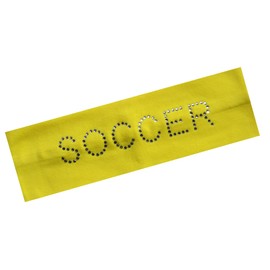 Funny Girl Designs SOCCER Rhinestone Cotton Stretch Headband (Bright Yellow)