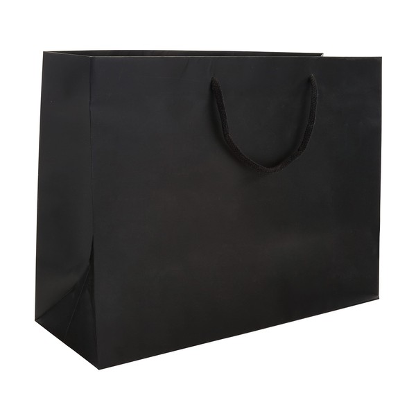 PTP BAGS Black Matte 13" x 5" x 10" Euro Tote Bags [Pack of 100] Reusable Paper Gift Euro Tote