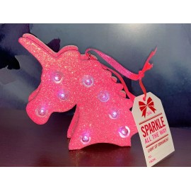 JUSTICE UNICORN  MARQUEE 3D ORNAMENT LIGHT UP PINK SPARKLES FUN SUPER CUTE!!