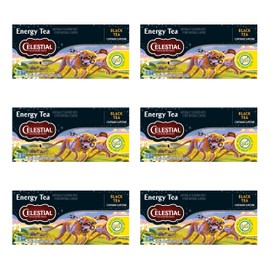 Celestial Seasonings Energy Black Tea, Caffeinated, 12 Tea Bags Box (Pack of 6)