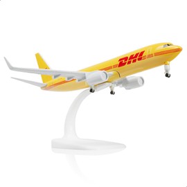 QIYUMOKE 1/300 737 Die-cast Metal Airplane Model -dhl737 Airplane Model for Adult -Model Plane with Stand (8.3 inches Long) Aviation Enthusiasts Gifts, Desktop Display Decorations