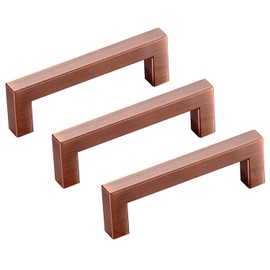 Aibeli 30 Pack 3 3/4 Inch Hole Center Antique Copper Stainless Steel Square Cabinet Pulls Cabinet Handles Drawer Handles Cupboard Handles