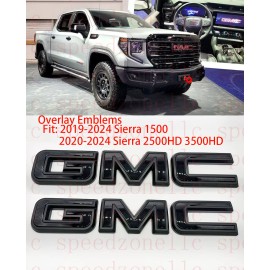Auto Front Rear Black Emblem Overlay 2019-2024 GMC Sierra 1500 2500HD 3500HD