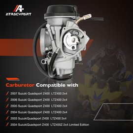 LTZ400 Carburetor Compatible with 2003 2004 2005 2006 2007 SuzukiLTZ 400 Quad ATV Carb(Includes Fuel Petcock Valve Switch & Air Filter)