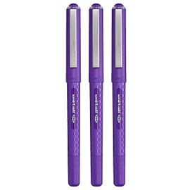 Uni Ball Eye Purple Case Rollerball Pen, 0.7 mm Fine Tip, Line Width 0.5 mm, for Quick Dry Series Ink Pigment UB-157D (3 Pack)