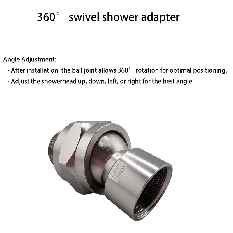 TIEXYE Swivel Shower Head Adapter, 360° Ball Joint Shower Adapter,