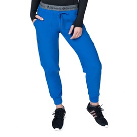 Jogger Scrubs for Women 4 Pocket 4-Way Stretch Elastic Waistband ES2386 (Royal, Small)