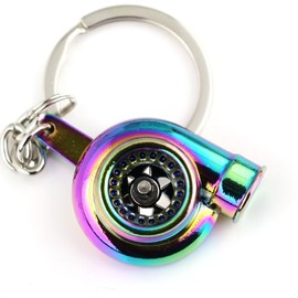 maycom Llavero Giratorio Creativo de Manguito Turbina Turbo Turbocompresor Cadena de Llaves Anillo Llavero Porta llaves (Neo Rainbow)