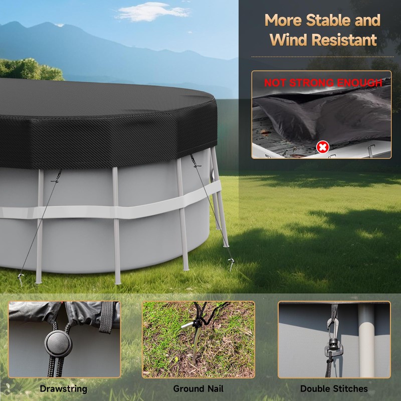 LXKCKJ 8x14 FT Oval Pool Cover with Above Ground Pool,