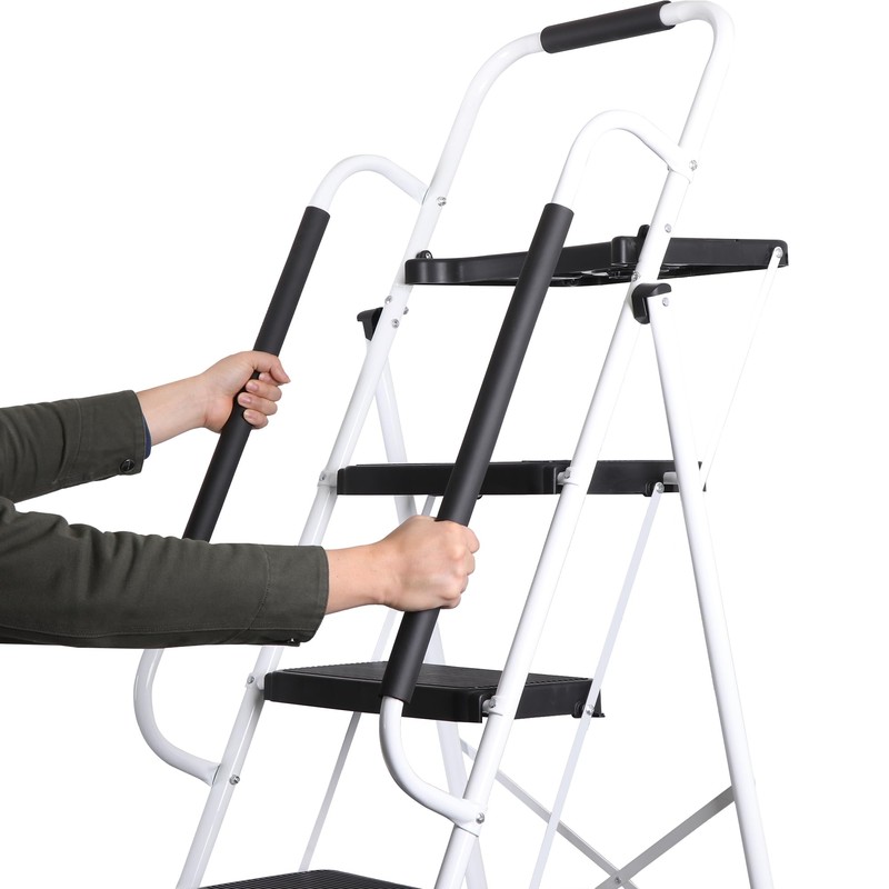 JungleA Step Ladder 5 Step Folding with Tool Tray, Wide