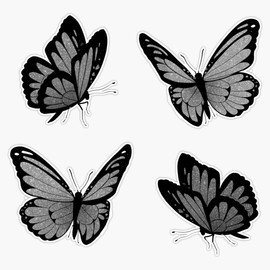 Silver Glitter Butterflies Bumper Sticker Window Vinyl Decal 5"
